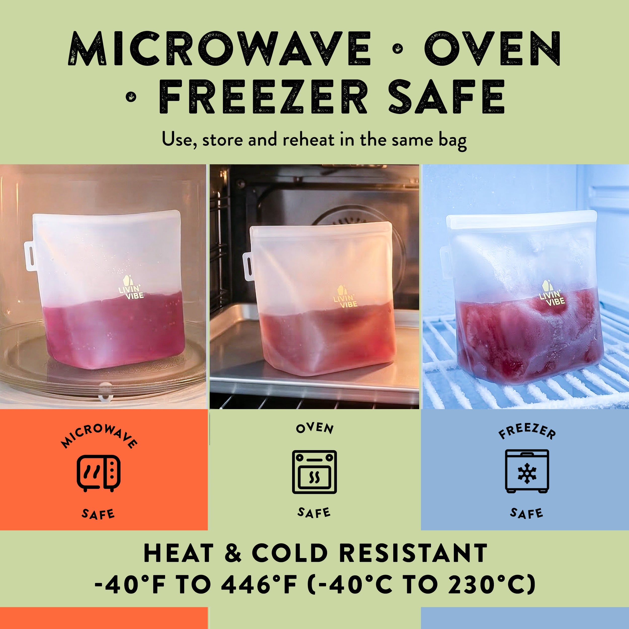 Reusable Silicone Food Storage Bags – Set of 4 Multicolor (500ml/17oz, 1000ml/34oz, 1500ml/51oz, 2000ml/68oz)